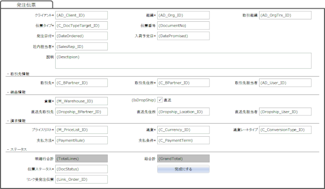 発注伝票(C_Order)