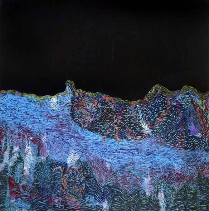 Poissons Impressions - technique mixte - 150x150cm - 2014