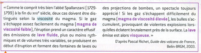 Explication historique d'une éruption volcanique. Source: SVT Belin 2007, p159.
