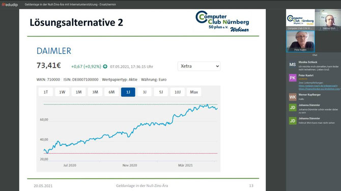 Webinar "Geldanlage in der Null-Zins-Ära" von Peter Kührt und Helmut Wich am 20.05.2021  