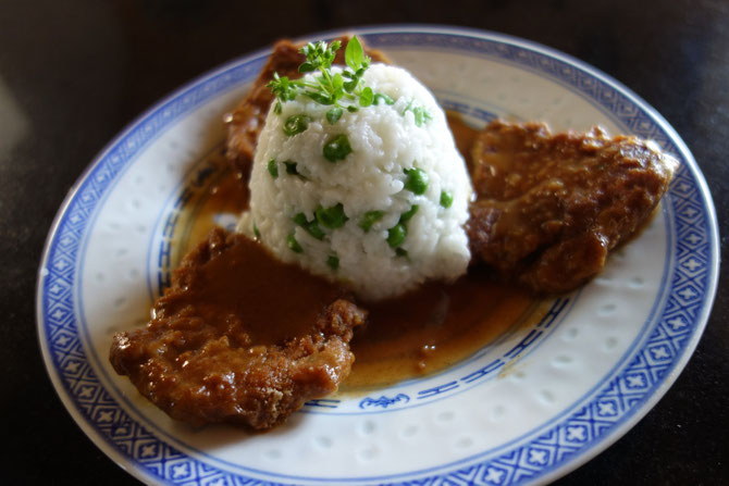 Soy Cutlet with Venetian Rice with Peas (Risi e Bisi)