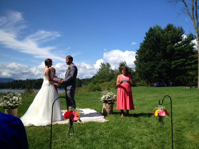 Saying their vows overlooking Lake Champlain