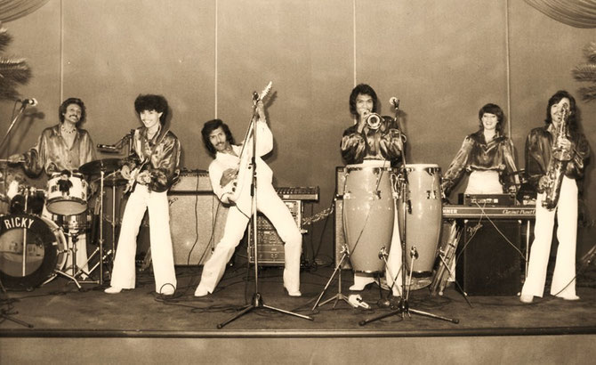 Andy Tielman Showband in Ludwigshafen (ca. 1981)  met 2e van links Rudy van Haasen en rechts Alex