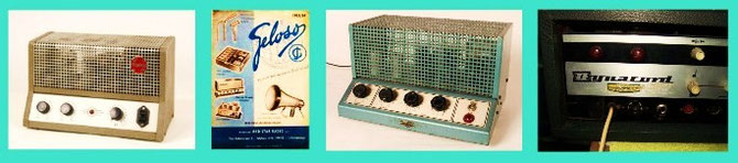 Van l.n.r. Philips 15 watt, Geloso 35 watt , Dynacord 50 watt