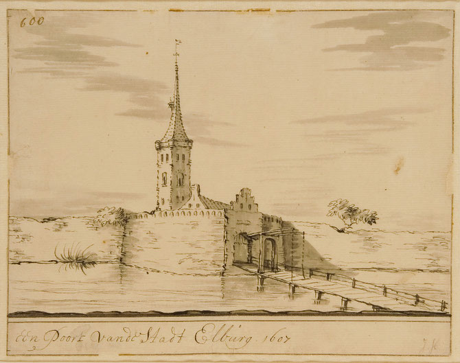 De Goorpoort van Elburg in 1607 door Jacobus Stellingwerff. Gelders Archief 1551-3689