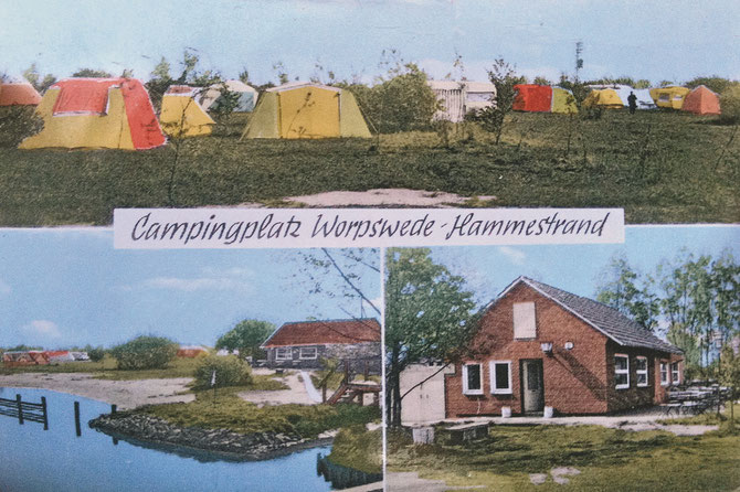 Postkarte vom Campingplatz am Hammestrand um 1970. Privatbesitz.