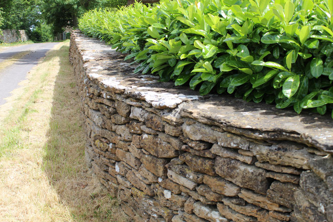 Flat stone topper on drystone wall
