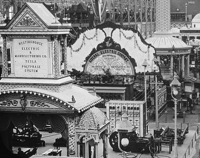 Columbian exposition 1893. Westinhouse electric & manufacturing Co. Tesla polyphase system 