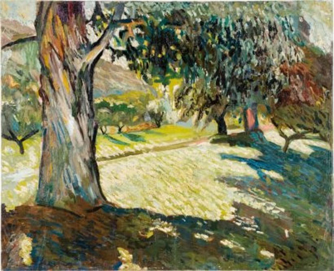 VERS 1905 . PAYSAGE GRAND ARBRE