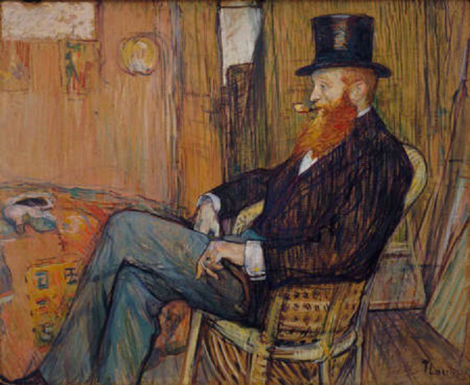 TOULOUSE-LAUTREC (1964-1901). Monsieur de Lauradour, 1897. HUILE ET GOUACHE sur Carton 26 3/4X32/1/2 in.