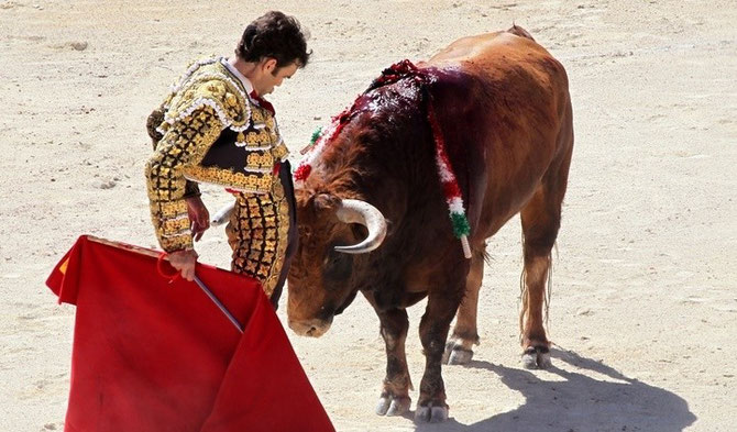 VICTORIANO DEL RIO LUI DONNE UNE OREILLE : MOUCHOIR BLANC