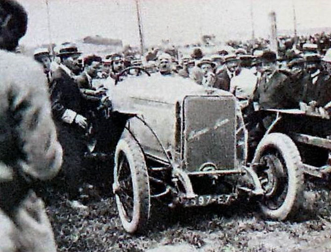 1921 BOULOGNE SUR MER.  A.D. REMPORTE LA 1ère COUPE des voiturettes Georges BOILLOT  avec une   HISPANO-SUIZA  7L. 6 cylindres 32CV "SPECIALE" améliorée par ses soins 104,7km/h sur  374kms