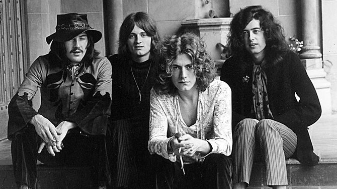  1968. LONDRES. FORMATION DE LED ZEPPELIN. g. dte. JOHN BONHAM +1980, batterie, JOHN PAUL JONES basse, clavier, ROBERT PLANT chanteur, JIMMY PAGE guitare.