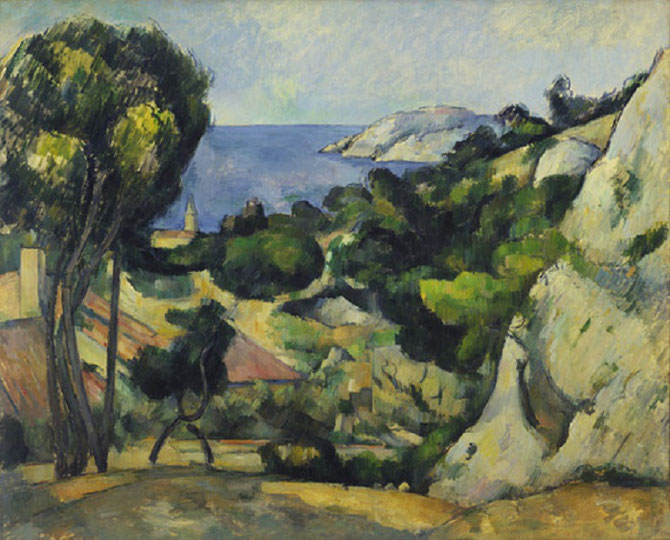 Paul CEZANNE .  "L'ESTAQUE".  Huile sur toile   . Collection Bill PALEY. léguée au MOMA