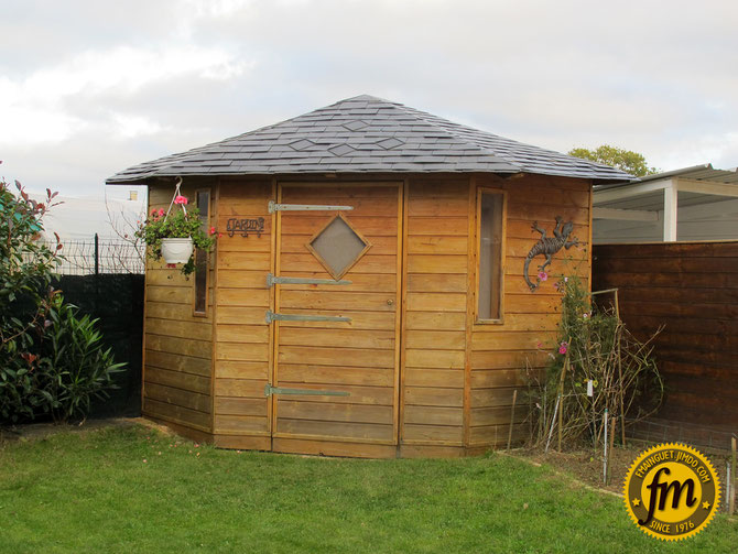 cabane d'angle, abris de jardin d'angle, abris en bois d'angle