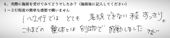 腰痛と肩こりでお悩みの方の感想イメージ