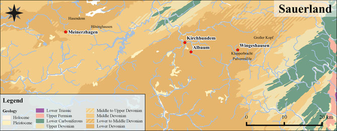 geological map of the Sauerland, NRW - (c) Siegeris
