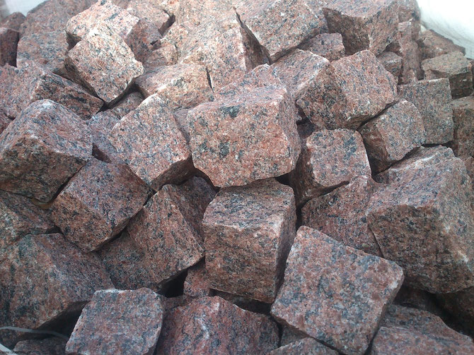 rote pflastersteine aus Schweden, günstige Granitsteine und Mauersteine kaufen, schwedisches Granitpflaster günstig
