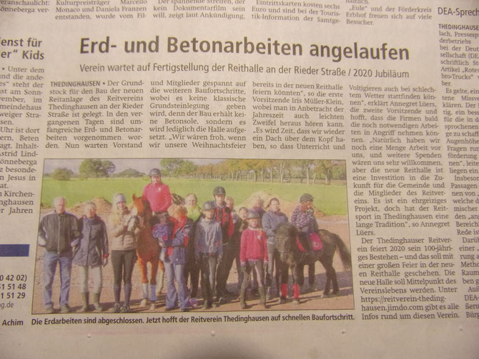 Artikel der Kreiszeitung vom Freitag, 09.11.2018