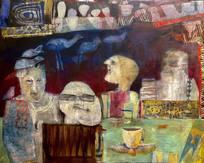 o.T. ----   2021  ----    110x95  ----     Collage, Öl und Kaltwachs ----  Preis auf Anfrage