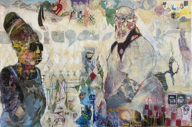 o.T. ----    2024  ----    125 x 80  ----   Collage, Öl und Kaltwachs ----   Preis auf Anfrage
