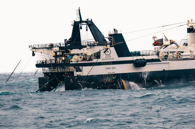 An Aker Biomarine vessel from Norway spewing hot liquid from krill processing back into the Antarctic waters. Photo Youenn Kerdavid/Sea Shepherd