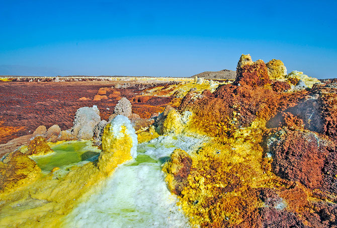 Dallol, formazioni acide di potassio, magnesio e zolfo