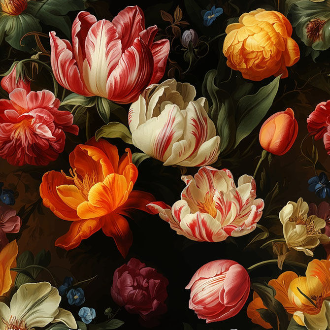 Historische Rembrandt-Tulpen als Stillleben