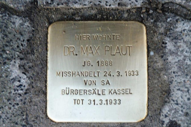 Stolperstein für Max Plaut  verlegt am 3.November 2013