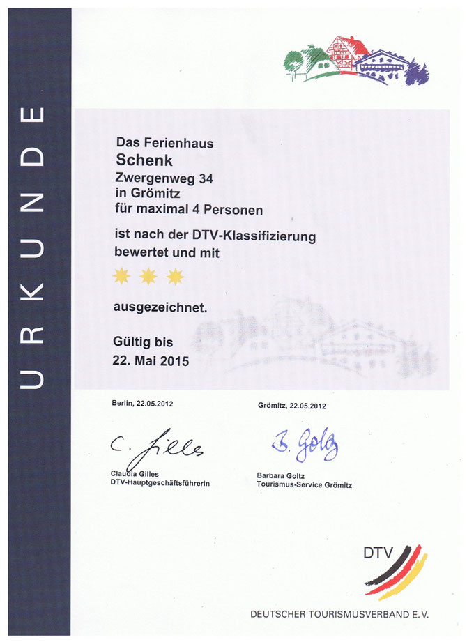 Die Klassifizierung ist bis zum 22.05.2015 gültig.