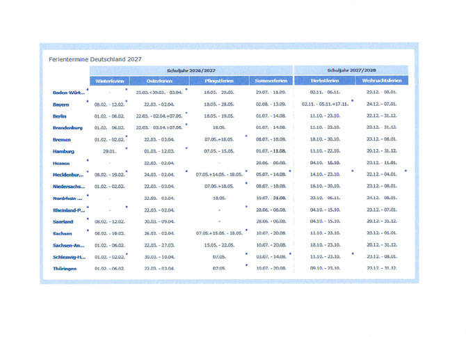 Kalender 2027/2028