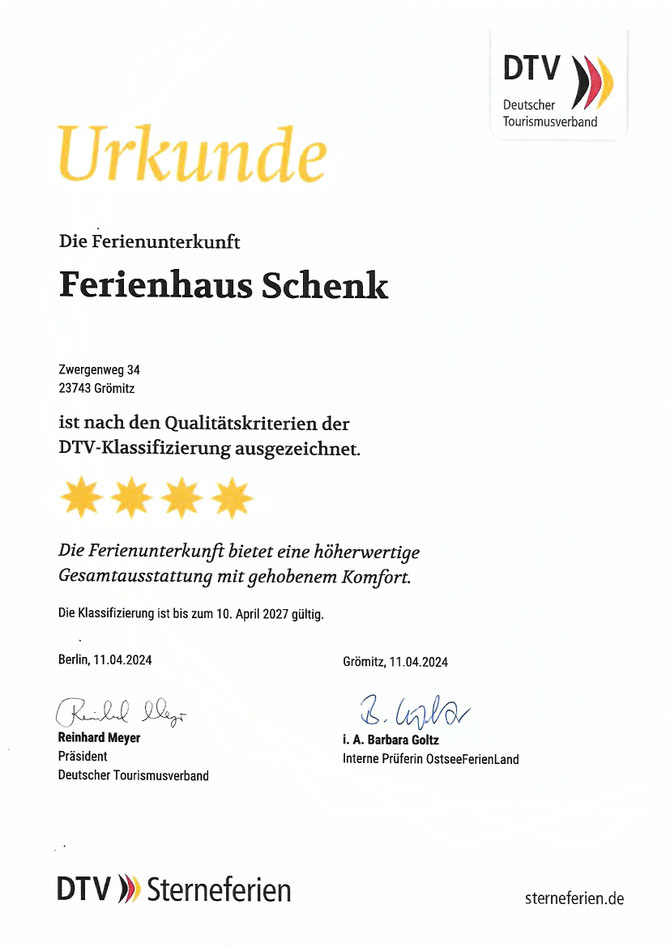 Die Klassifizierung ist bis zum 10.04.2027 gültig.