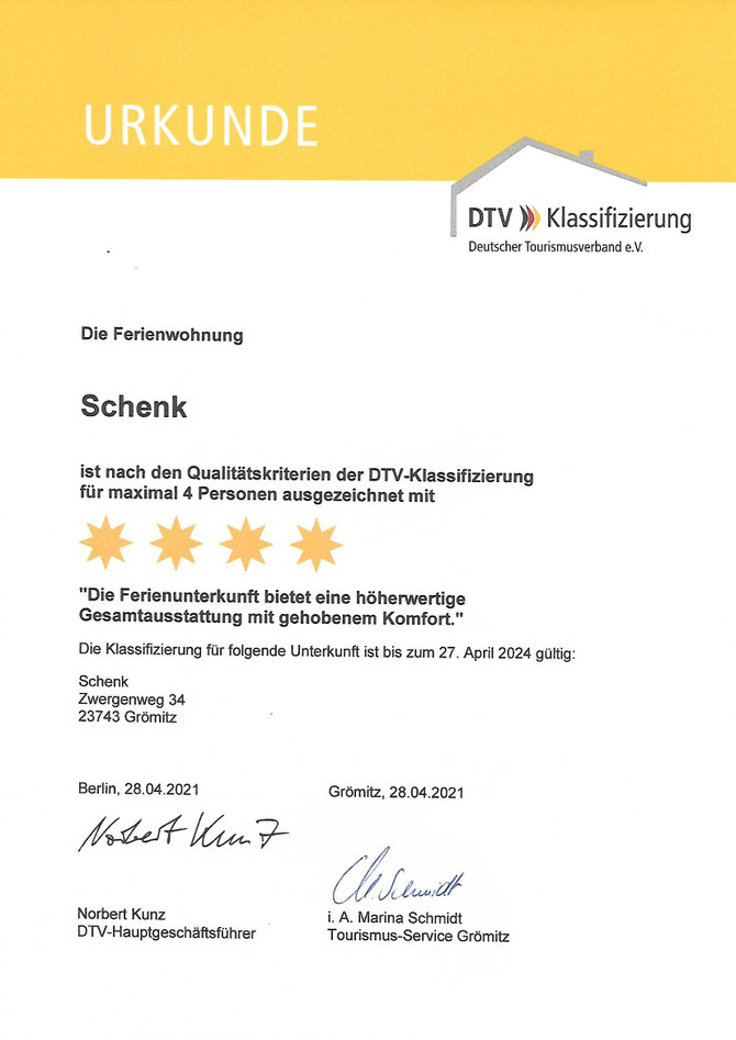 Die Klassifizierung ist bis zum 27.04.2024 gültig. 