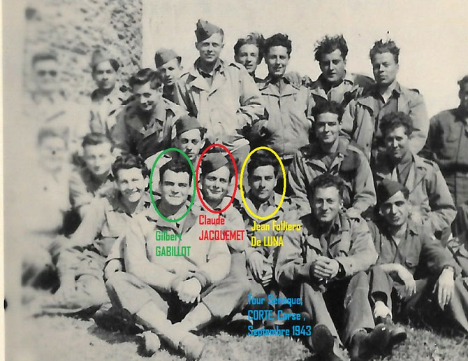 chasseurs de la 4em section-1er compagnie prise a la Tour Sénèque dans le cap Corse en repos fin juin44 après leur attaque des batteries de l'Ile d'Elbe-Source opération-dragoon.com. offerte pas Jean Follièro des Luna