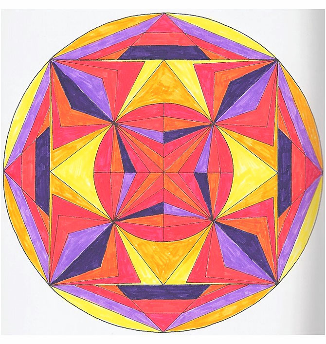Quelle: Die schönsten Mandalas zum Ausmalen (Sascha Wuillemet, Andrea-Anna Cavelius), 1998 Weltbild Verlag GmbH