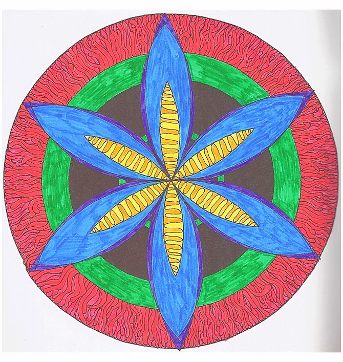 Quelle: Die schönsten Mandalas zum Ausmalen (Sascha Wuillemet, Andrea-Anna Cavelius), 1998 Weltbild Verlag GmbH