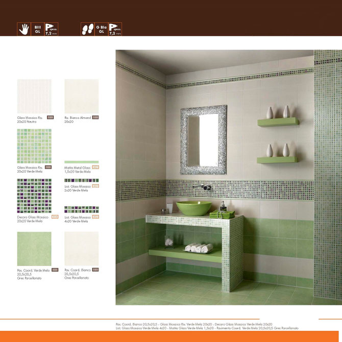 Glass mosaico verde mela 20x20