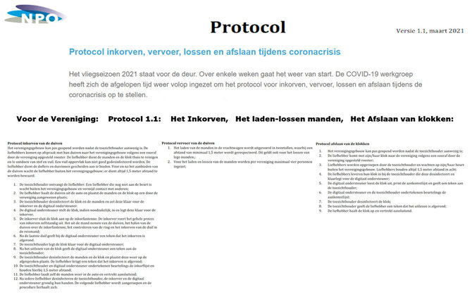 Info COVID-19 Protocol voor de Vereniging