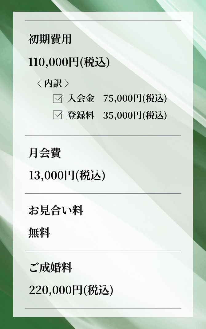 福岡天神で人気の結婚相談所MASHIROの料金プラン スタンダードプラン 詳細