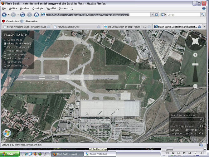 Immagine aerea dell'Aeroporto di Verona prima dei lavori di ampliamento del piazzale e della realizzazione delle nuove taxiway.