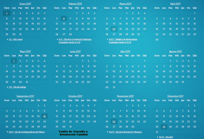 Calendario Laboral de Mexico