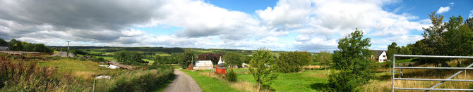View north over Nairn valley at Cantraydoun, 2011. Francis McBean, with wife Ann McIntosh, farmed six acres at Slugandow, a smallholding here some two decades until his death in 1860. 