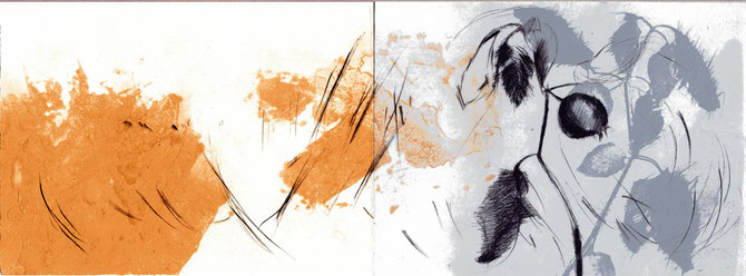 incisione originale a doppia pagina di Elisabetta Diamanti - 20x53 cm