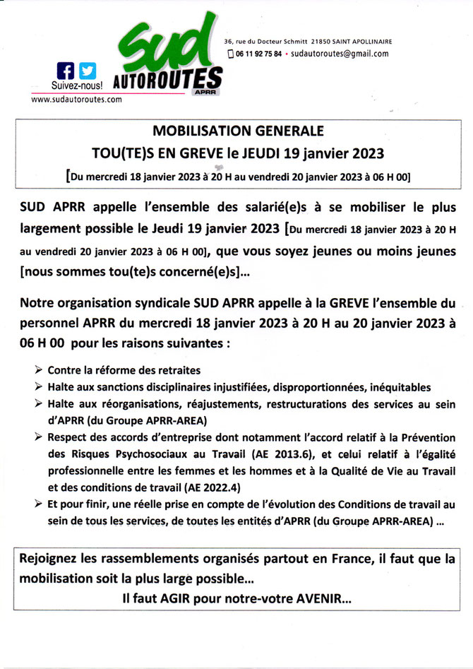 SUD AUTOROUTES GREVE APRR