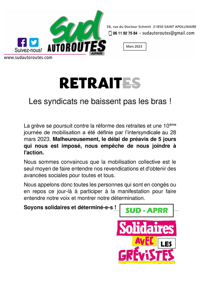 grève retraites SUD APRR