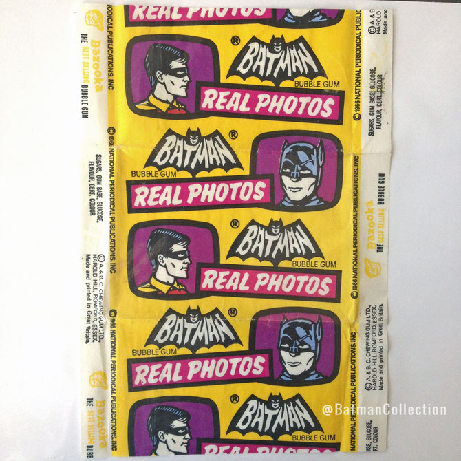 Batman Bubble Gum wrapper A & B.C (England) 1966.