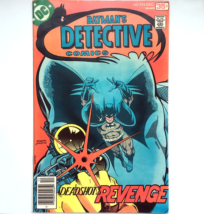 Detective Comics #474 with a classic cover by Marshall Rogers and Terry Austin, featuring Deadshot.