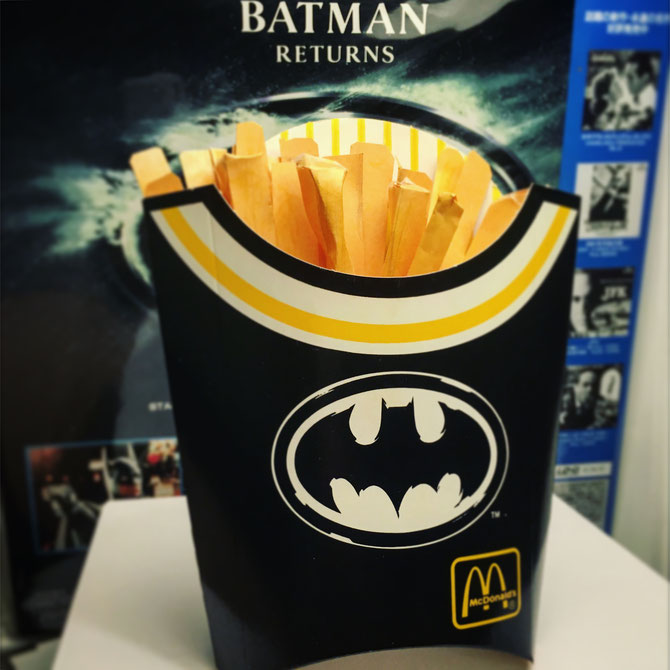 Batman Returns french fries box from McDonalds 1992. With fake fries...