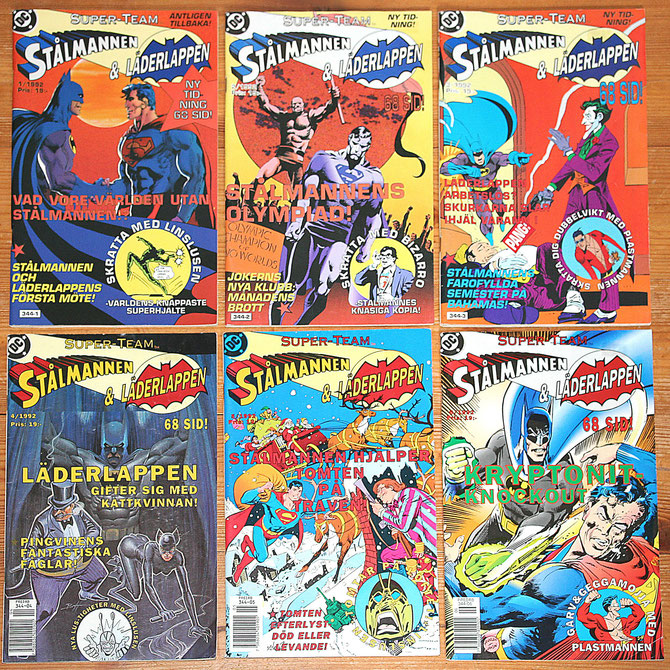 Complete run of the Swedish "Super-Team" comic books, from 1992. This title got cancelled after 6 issues only.