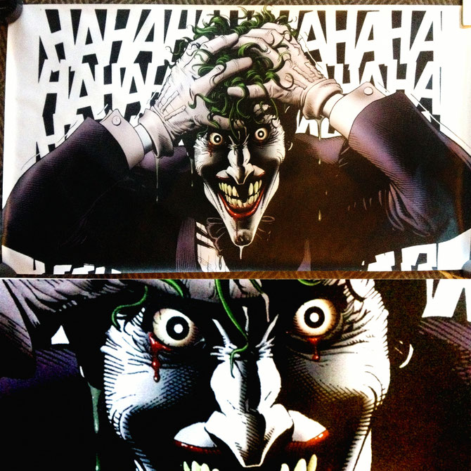 The Killing Joke "Birth of the Joker" fabric banner / poster. Art by Brian Bolland.